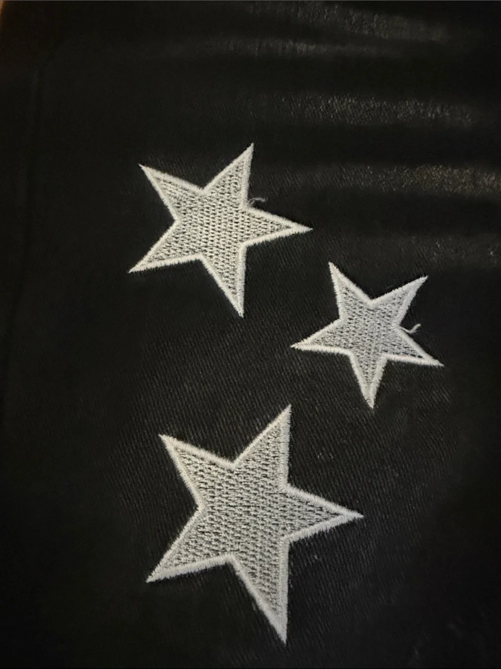 Black Distressed Men's Jeans with Star Patches